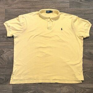 Polo Ralph Lauren Mens XXL Pale Yellow Cotton Polo Shirt Classic Fit Preppy Work
